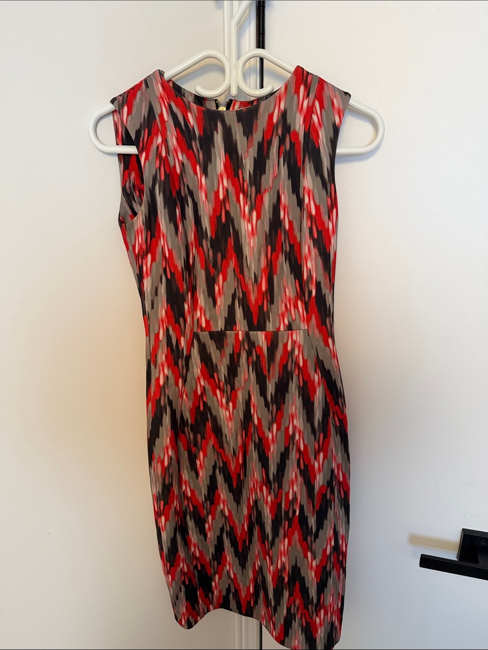 Calvin Klein Red, Black & Gray Sleeveless Midi Dress